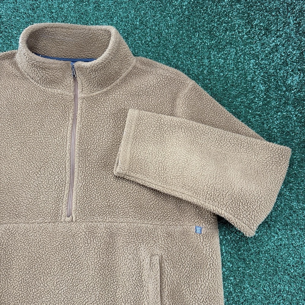 Free Fly Bamboo Sherpa Fleece 1/4 Zip Pullover Jacket XL Brown Kangaroo Pocket